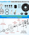 Diagram of Shower Handle Renovation Kit For Delta RP6046 And 600 Series Valves, Single Handle Trim Replacement In Matte Black