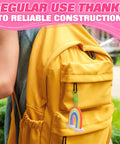 Premium Metal Lobster Clasps With Smooth Rollin Rings For Custom Keychains And Craft Supplies, 1.28 inch, on yellow backpack with rainbow charm.