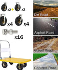 Built Tough Heavy Duty Pneumatic Swivel Caster Set Four Pack Premium Natural Rubber Wheels with Shock Absorption for Warehouse Carts on various surfaces.