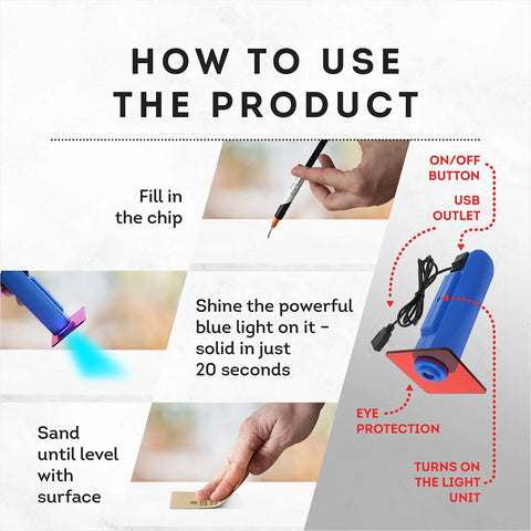 Instructions for using Tile Repair Kit For Quick DIY Fixes On Chips And Cracks In Marble Corian Porcelain And Granite Countertops Bathtubs And Sinks