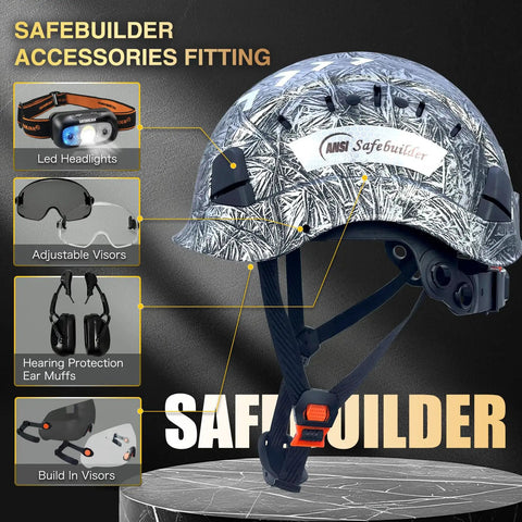 Construction Safety Helmet ABS Hard Hat With Adjustable Ventilation System For Industrial Worksites with accessories