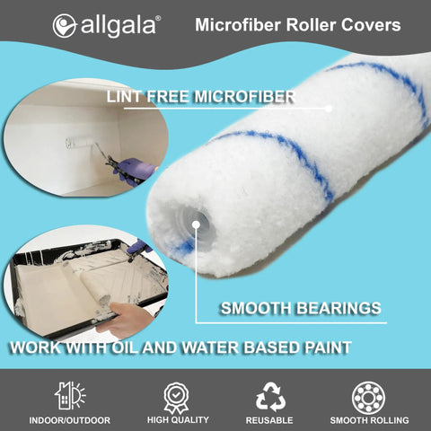 12 Pack 4 Inch Mini Shedless Microfiber Paint Roller Covers With 3/8 Inch Nap For A Clean Smooth Finish And Lint Free Rolling Great For Ceilings And Walls Providing Even Coverage During DIY And Pro Jobs