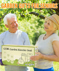 Seniors holding a box of Garden Kneeler And Seat With Wider Thick Pad, Heavy Duty Gardening Stool With Tool Pouch And Bag