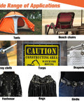 Image showing diverse applications of Five Hundred Piece Grommet Tool Kit For Fabric And Tarp Projects With Ten Millimeter Inner Diameter Eyelets Eighteen Point Five Millimeter Outer Diameter Grommets Manual Press Punch Handy For Banner Canvas And DIY Tarp Repairs, including tents, beach chairs, spray cloth, tarps, draperies, footwear, bags, and girdles.