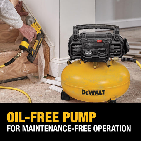 Pancake Air Compressor 6 Gallon 165 PSI Portable Electric Air Pump used in indoor construction project for DIY