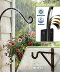Heavy Duty Plant Hanger Bracket 16 Inch Black Outdoor Hand Forged Metal Hanging Bracket With 80 Lbs Capacity installed on wall