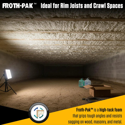 Top Shelf Closed Cell Spray Foam Insulation Kit Two Component Polyurethane Sealer With 15 Ft Hose in a crawl space with foam sealing.