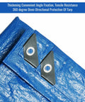 Blue 8x10 Foot Heavy Duty Waterproof Tarps Pack Of 4 For Camping And Outdoor Projects, 5 Mil Thick Poly Tarp Corner Detail