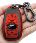 Subaru Key Fob Cover With Keychain Soft TPU Case 4 Button Fit BRZ Legacy Outback Ascent Crosstrek Forester WRX Remote Red