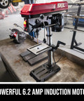 Front view of 6.2 Amp 10 Inch Benchtop Drill Press With 5 Speed Range 610 To 2800 RPM, Laser Alignment, Work Light, And Adjustable Depth Stop