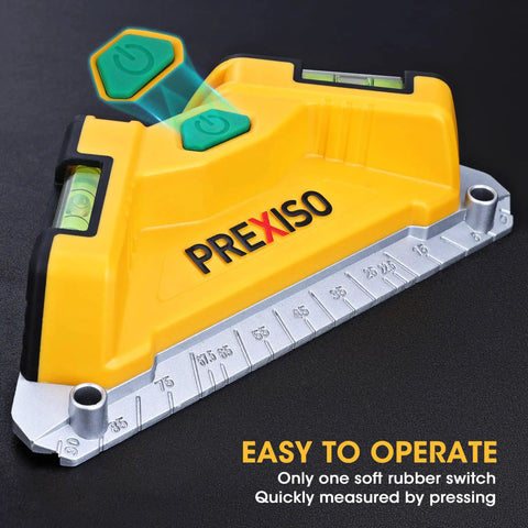 Square Laser Level With Green Beam, 65 Feet Tile Floor Layout, 90 Degree Aluminum Base, Magnetic Level Square, Built In Bubble Vials, Nails And AA Batteries Included shown with green beam