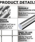 Product details showing 10 Pack 2mm x 300mm 304 Stainless Steel Round Rods for DIY projects and metalworking with smooth cuts description.