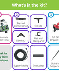 Components of No Fuss Drip Watering System With Timer For Containers And Hanging Baskets, Automatic Irrigation for Up To Twenty Plants