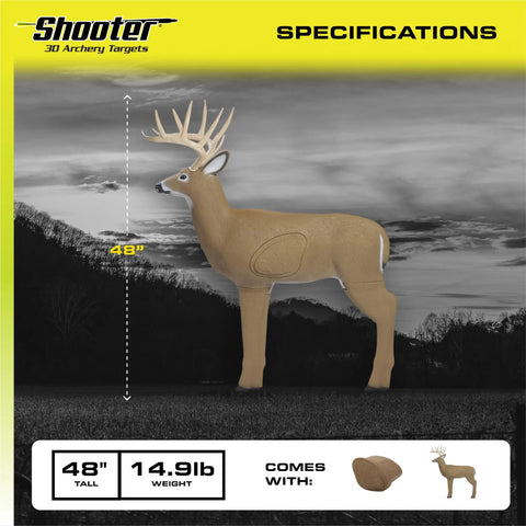 Buck 3D Archery Target With Replaceable Insert, Weather Resistant Heavy Duty Foam, 48 Inch Tall For Realistic Practice, With Stand Up Life Like Buck Design