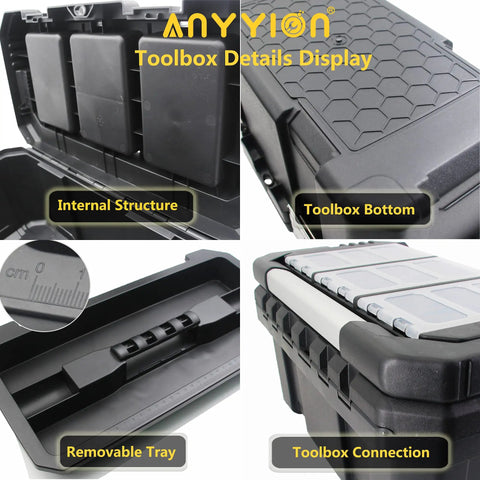 Durable 14 Inch Tool Box With Removable Tray For Hobby And Craft Storage Lightweight Three Pound PP Plastic Box Details