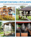 Outdoor Misting System For Patio And Garden, 26Ft Flexible Tubing With 7 Brass Nozzles All 3/4 Inch Brass Adapter cooling people and animals