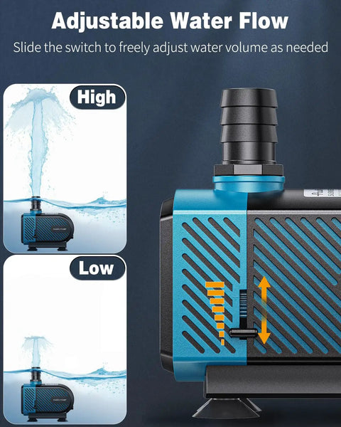 Dope 800 GPH Submersible Aquarium Pump With 45W Motor, ultra quiet, adjustable flow control for fish tanks and ponds