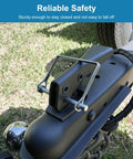 Close-up of a 8 Pack Trailer Hitch Pin One Quarter Inch Standard Pins With Safety Lock And Locking Retainer attached to a tractor hitch.