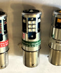Three-bulb set of LED aircraft position lights in red, green, white for 14-28V aircraft wingtip and tail lights, strobe mode.