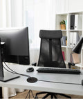Black ABS Desk Grommet 2 Inch Cable Hole Cover Pack Of 5 installed on desk for wire management, creating organized and clean workstation setup.