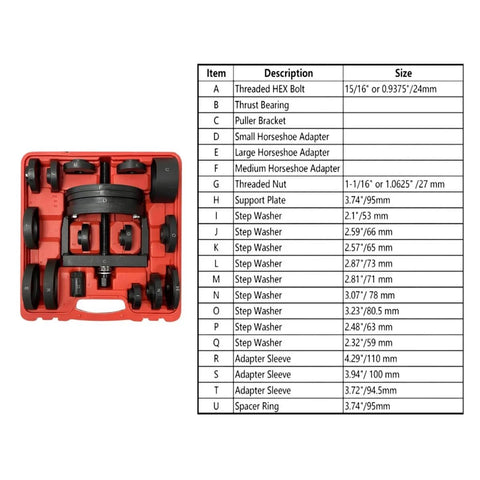 Pro Grade Wheel Hub Bearing Removal And Installation Tool Kit 21 Piece Set For Front And Rear Bearings No Hammer Or Press Needed