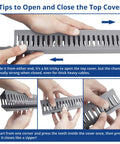 Tips for opening and closing the top cover of a 66 Inch Open Slot Cable Management Raceway Kit with hand demonstration.