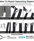Steps to use 9 Piece Universal Zipper Repair Kit With Pulls And Stops For Jackets Luggage Backpacks And Outdoor Gear Grab And Go Quick Slider Replacement No Sew Fix In Three Sizes Small Medium Large Black And Silver