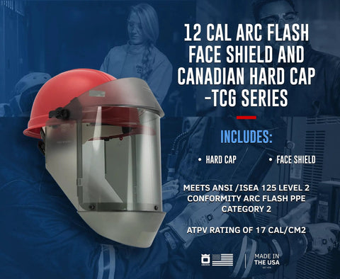 12 Cal Arc Flash Face Shield and Hard Cap Kit for Electricians TCG Series with Canadian Hard Cap, ANSI/ISEA certified