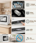 Game Changing Portable Countertop Dishwasher Featuring A Built In Water Tank And Five Wash Cycles To Run Slick And Spotlessly Clean Up To Twenty Eight Pieces For Tight Kitchens And Dorm Layouts with LED panel and filter.