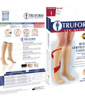 Top Shelf 30-40 Mmhg Graduated Compression Stockings Knee High Closed Toe Unisex Medical Support Hose displayed in packaging.