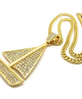 Iced Out Bigger Size Sailing Yacht Pendant On 6mm 30 Inch Cuban Chain Necklace Gold Tone Fashion Jewelry For Men And Women