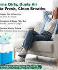 Woman relaxing by 4 Pack Replacement Particle And Activated Carbon Filters For 211 Plus Foldable Air Purifiers Compatible With 211 Series