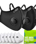 Silver And Black Upgrade M Plus Dust Mask Reusable Respirator With 6 Activated Carbon Filters All Day Comfort No Nonsense Protection