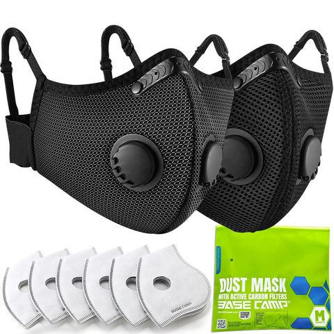 Silver And Black Upgrade M Plus Dust Mask Reusable Respirator With 6 Activated Carbon Filters All Day Comfort No Nonsense Protection