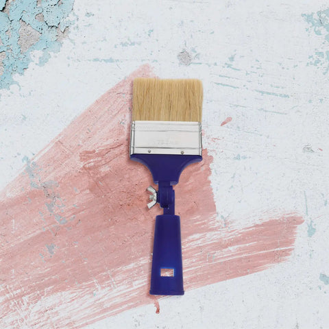 Three Inch Adjustable Flat Tip Paint Brush With 270 Degree Rotatable Head on painted wall