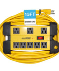 Heavy Duty 8 Outlet Surge Protector Power Strip With 25 Foot Cord And Metal Mountable Design 1050 Joules Protection