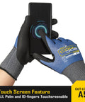 Cut Resistant Safety Work Gloves With Grip You Can Trust And Touchscreen Nitrile Coated Palm Heavy Duty For Glass And Metal Sheet Handling Blue Large 1 Pair ANSI A9 Level Up To 6000g