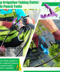 Gardener using Two In One Drip Irrigation Hole Punch And Tubing Cutter For One Quarter Inch Fittings Ultra Handy Garden Repair Tool