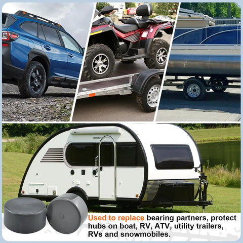 Two Pack 1.98 Inch Rubber Dust Caps For Trailer Bearings Wheel Bearing Protector Replacement Caps Gray for RVs and trailers