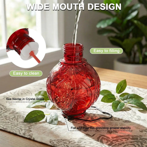 Outdoor Hummingbird Feeder 25 Oz With Perch And Five Flower Ports No Spill Nectar Feeder for filling in a garden setting