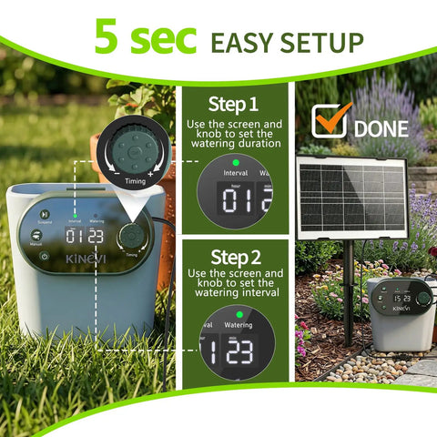 Solar Powered Drip Irrigation Kit For Outdoor Garden And Balcony Auto Watering System setup steps with 3W solar panel