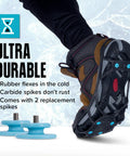 Image of a boot wearing Everyday G3 Ice Cleats for Shoes and Boots with Traction Spikes that Boost Grip on Snow and Ice.