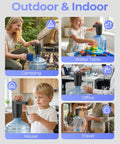 Easy Pour Workhorse Portable Electric Water Jug Pump in various uses: camping, water table, office, house, travel.