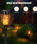 Flickering Flame Solar Garden Lights LED Outdoor Torches Pack Of 8, Waterproof Pathway Yard Patio Decor in rainy garden
