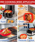 Square Red Silicone Air Fryer Liners 8 Inch Fits 4 To 6 Qt Reusable Nonstick Heat Resistant Up To 464F Dishwasher Safe Easy Cleanup Air Fryer Accessories used in air fryer, oven, microwave, and pressure cooker