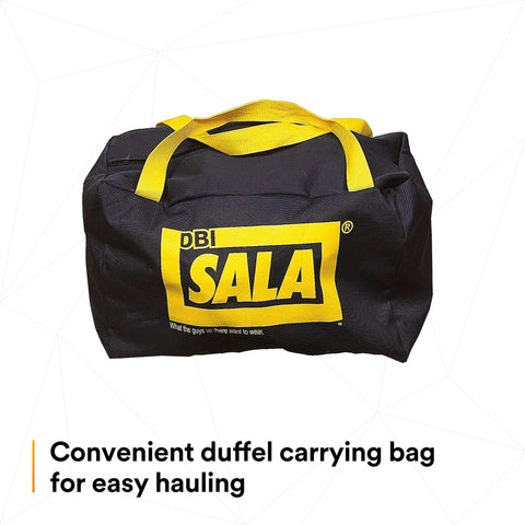 Rock Solid Horizontal Lifeline System With Heavy Duty Kernmantle Rope And Zero Hassle Tensioner, Integrated Energy Absorber, Quick Snap Tie Off Hooks, Duffel Carry Case, Straight Up Fall Protection Gear For Busy Crews