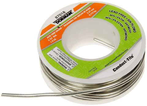 Coiled Lead Free Acid Core Solder, One Oz Tubes, One Sixteenth Inch Diameter, Melts At 460 Degrees Fahrenheit on a plastic spool