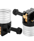 Two Pack 3 Way Lamp Socket Replacement For Medium Base Lamps Interior Use Only Incandescent Socket Holder with Turn Knob