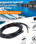 Universal 2 Piece 20 Foot Hydraulic Steering Hose Kit With Stainless Steel Quick Connector For Boats coiled on display