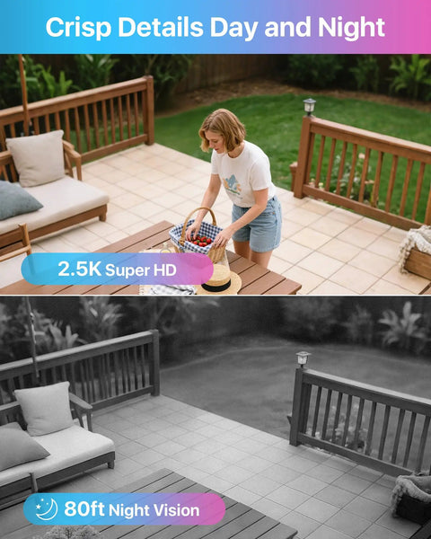 Comparison of daytime and night vision footage from 4K PoE Security Camera System With 2TB HDD, showing clear details in both images